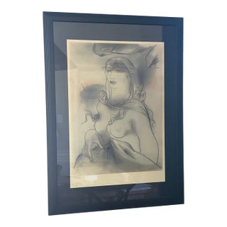 1960s Giorgos Gounaropoulos Female Figure Lithograph (1890–1977) – Signed & Numbered 140/200 – Large Framed For Sale