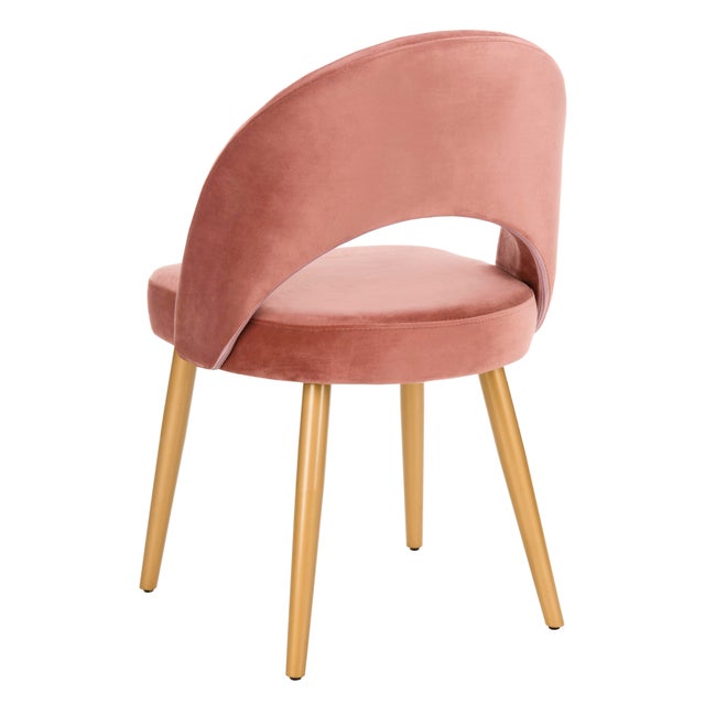 Retro Dining Chair in Dusty Rose & Gold a Pair Chairish