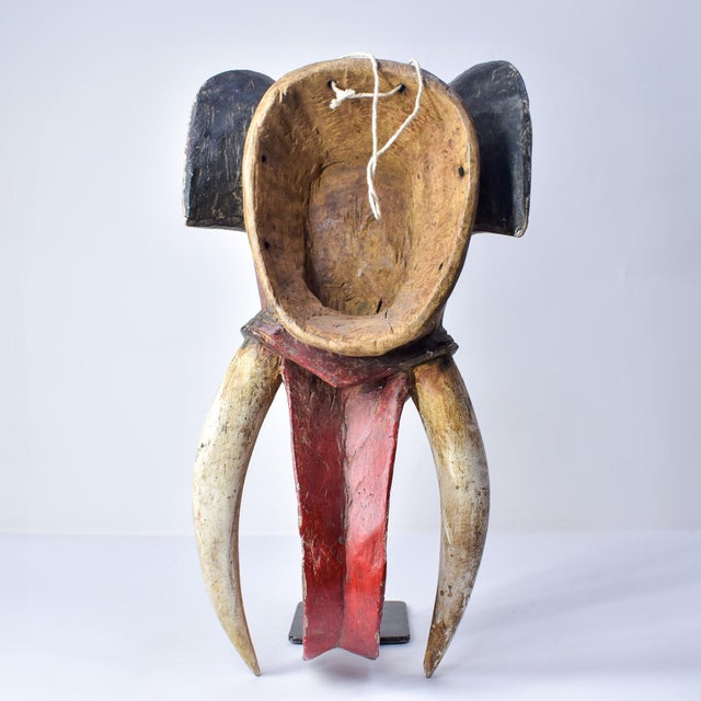 African African Antique Red Elephant Mask Cote d'Ivoire For Sale - Image 3 of 17