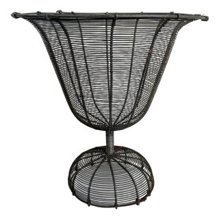 Antique French Wire Pedestal Urn Planter, Early 20th C For Sale