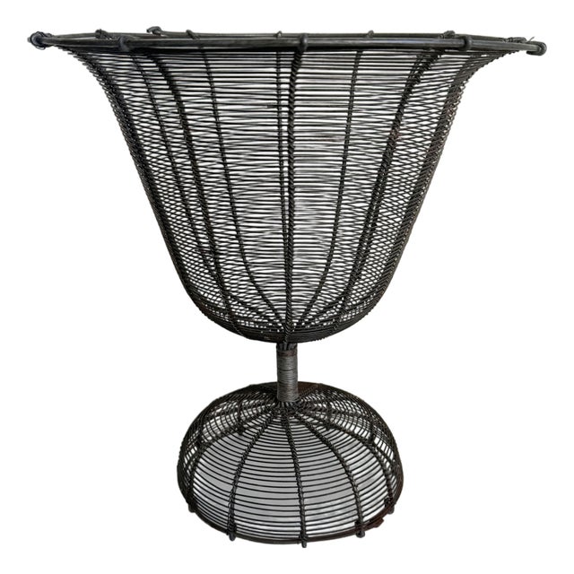 Antique French Wire Pedestal Urn Planter, Early 20th C For Sale