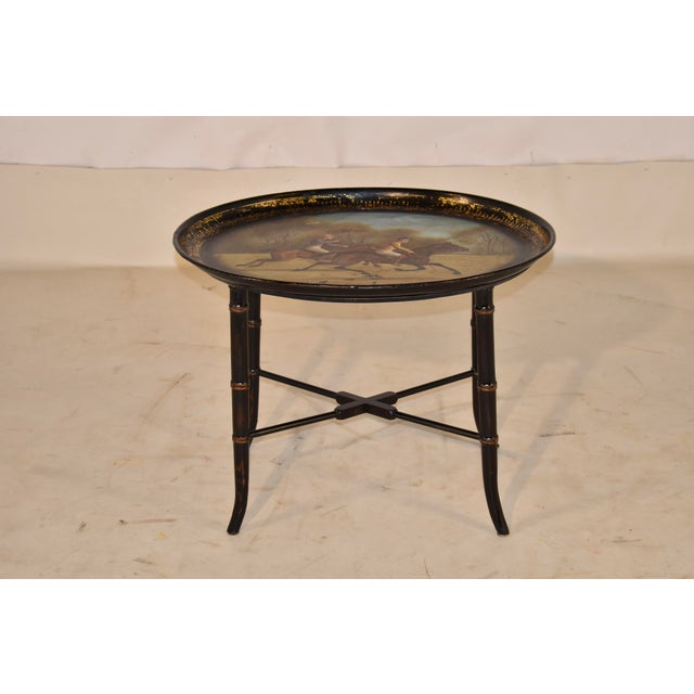 Late 19th Century Painted Tole Tray on Base For Sale In Greensboro - Image 6 of 9