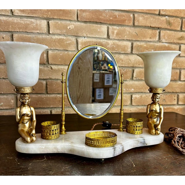 1920s Art Deco Vanity/Dressing Table Lamp and Plateau Set. For Sale - Image 4 of 12