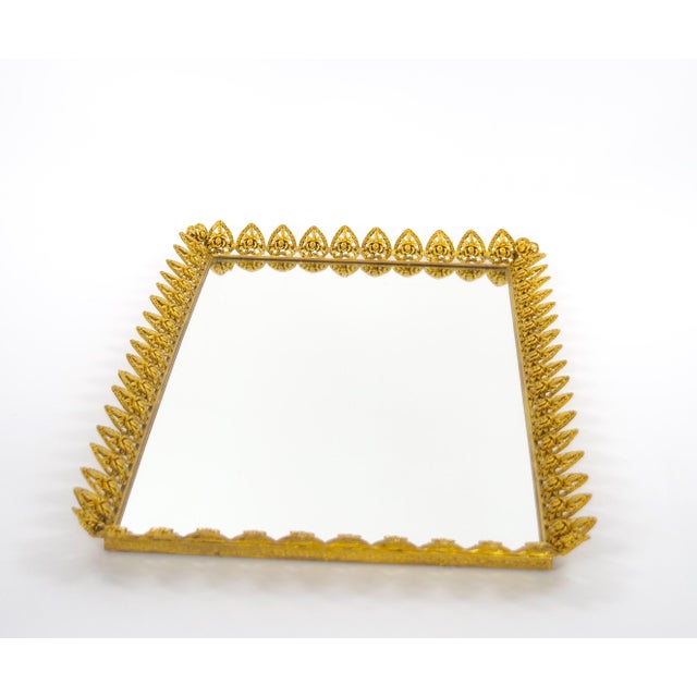 1970s Large North American Gilt-Metal & Mirrored Vanity / Serving Tray, 1970s For Sale - Image 5 of 11