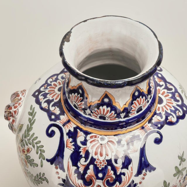 Pair of Antique French Faience Earthenware Lidded Urns For Sale - Image 10 of 14