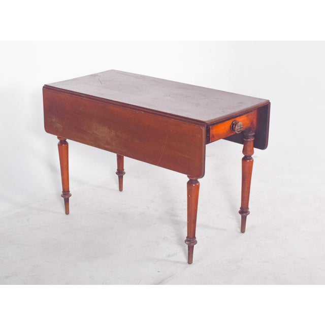 Brown Antique Portuguese Flip Flap Table with Drawer, 1800s For Sale - Image 8 of 10
