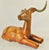 Large Vintage Mid Century Carved Wood Antelope Sculpture With Brass Horns For Sale - Image 4 of 10