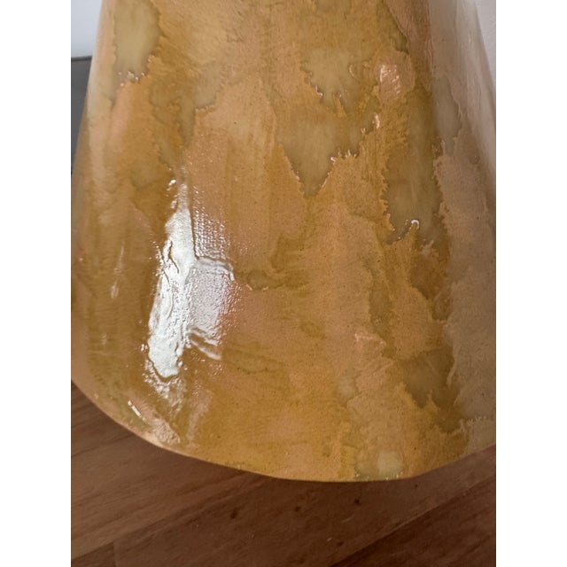 Contemporary Handmade Ceramic Table Lamp: Ochre Clay Lamp in Rustic Style, Mushroom Shape Lamp, Modern Minimalist Lighting, Contemporary Table Lamp For Sale - Image 3 of 7