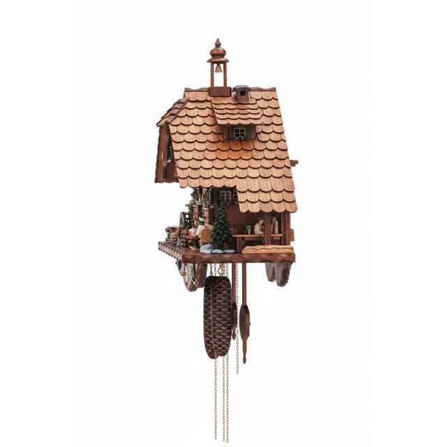 Handmade Black Forest Chalet Double Beer Drinker Musical Clock For Sale - Image 6 of 6