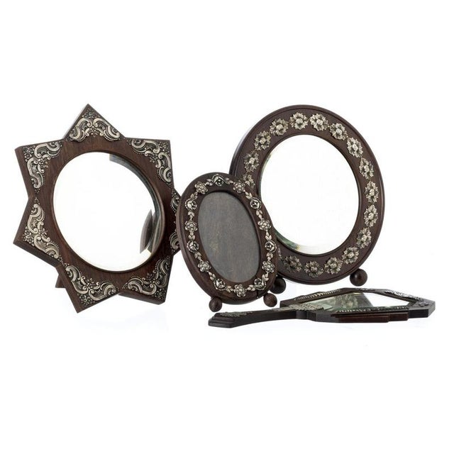 Antique Mirrors in Fine Wood and Silver, 1800s, Set of 4 For Sale - Image 6 of 6