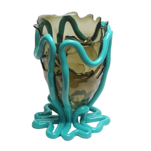 Fumè and Matt Turquoise Indian Summer Vase by Gaetano Pesce for Fish Design