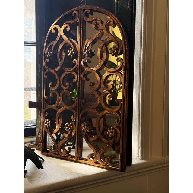 Italian Iron Mirror - Gilt Wrought Iron For Sale - Image 13 of 13