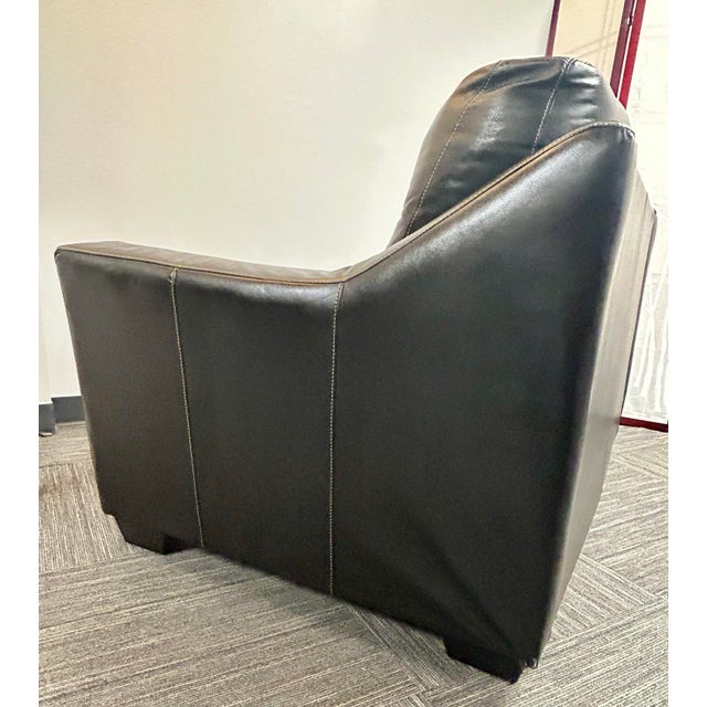 Late 20th Century Black Leather Love Seat For Sale - Image 4 of 7