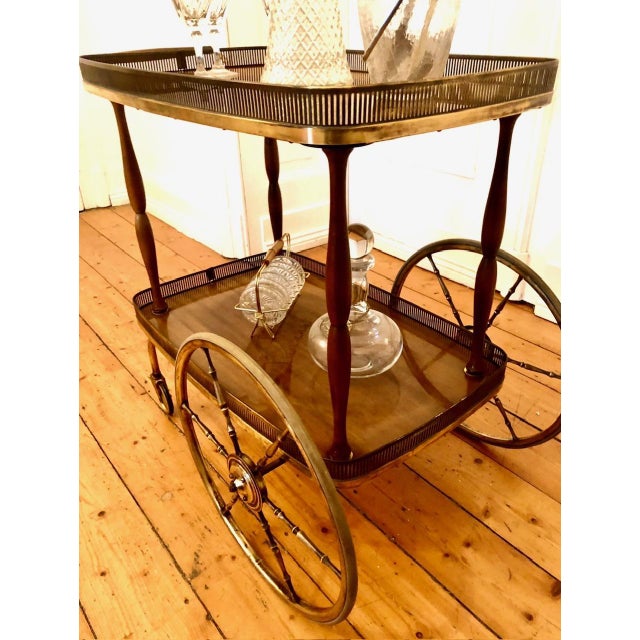 Mid-Century Brass and Wood Serving Cart by Josef Frank for Svenskt Tenn, 1950s For Sale - Image 6 of 15