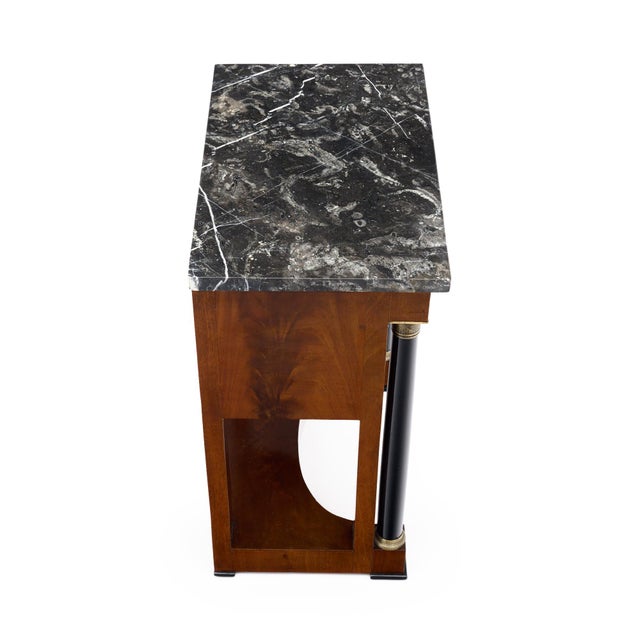 Wood French Empire Mahogany Side Table With Ebonized Columns and Black Marble, Circa 1810 For Sale - Image 7 of 9