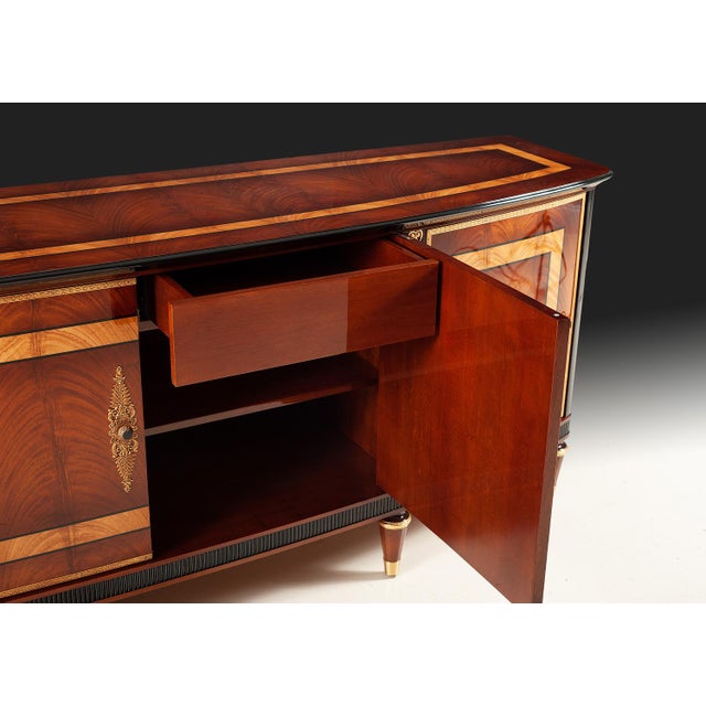 2020s Rosewood and Oak Burl Sideboard With Black Lacquer Accents For Sale - Image 5 of 5