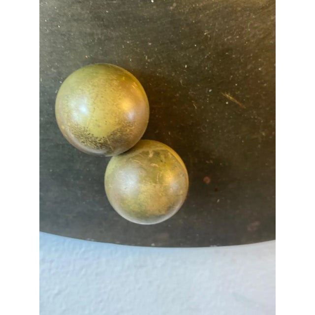 1970s 1970s Italian Modernist Brass Ball Round Mirror For Sale - Image 5 of 8
