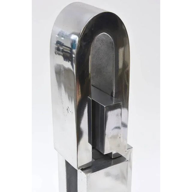 Vintage Modernist Chrome and Black Marble Abstract Sculpture by Mary Preminger, 1968 For Sale - Image 4 of 10