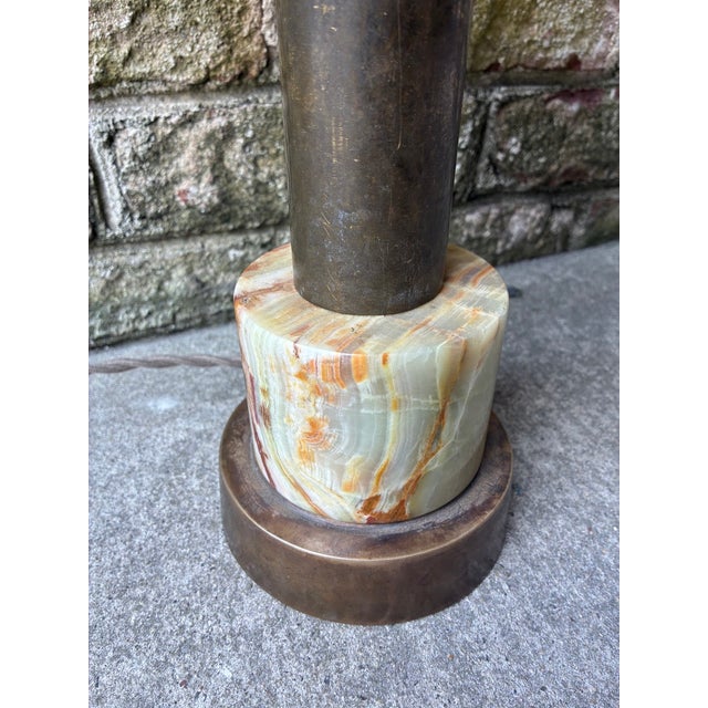 Stone Vintage Brass and Marble Table Lamp For Sale - Image 7 of 12