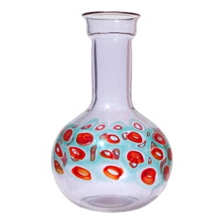 Cenedesse Murano Antonio Da Ros Vintage Alexandrite Purple Red Aqua Murrines Italian Art Glass Color Changing Flower Vase For Sale