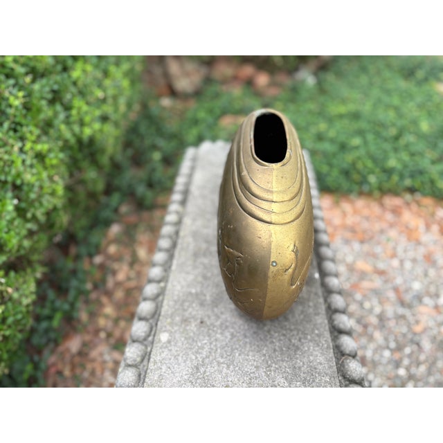 1980s 1980s Dolbi Cashier Brass Vase With Deer For Sale - Image 5 of 11