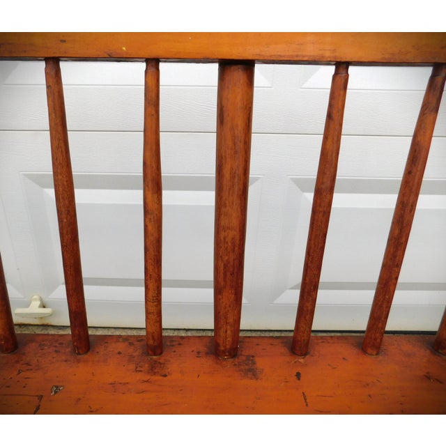 Antique Early American Handmade Maple Settlers Bench For Sale In New York - Image 6 of 12