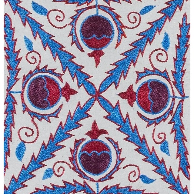 Decorative cushion cover made of hand embroidery silk on linen background, flowers and vine motifs, linen backing with...