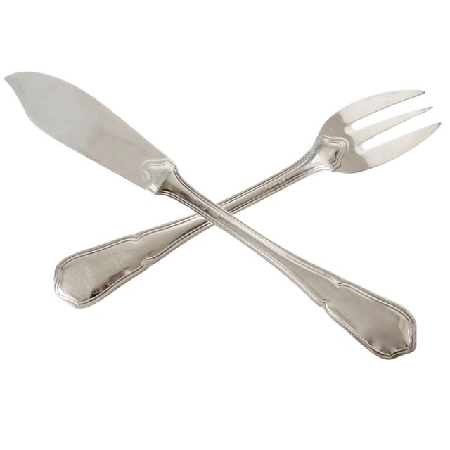 French French Silverplate Fish Cutlery Set, Service for 10 For Sale - Image 3 of 3
