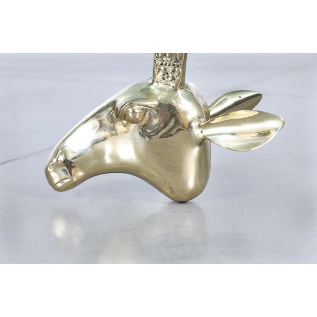 Mid-Century Modern Brass Ibex Ram's Head Coffee Table Styled After Alain Chervet For Sale - Image 10 of 11