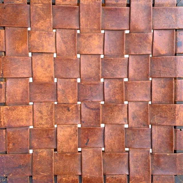 Wood Early 20th Century English Arts & Crafts Leather Top Stool For Sale - Image 7 of 13