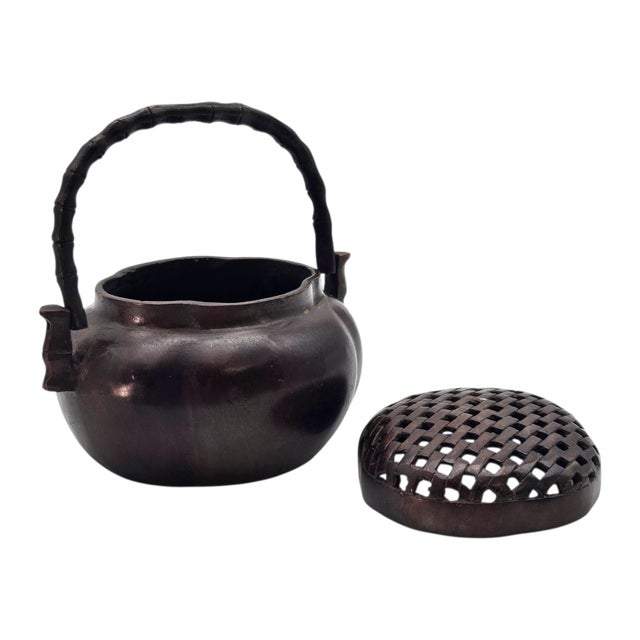 Antique Chinese Bronze Hand Censer Incense Burner With Bamboo Handle (4") For Sale - Image 9 of 17