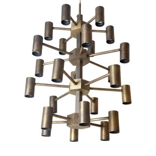 Mid-Century Brass 24-Light Chandelier attributed to Gotthold Schönwandt, Germany, 1960s For Sale