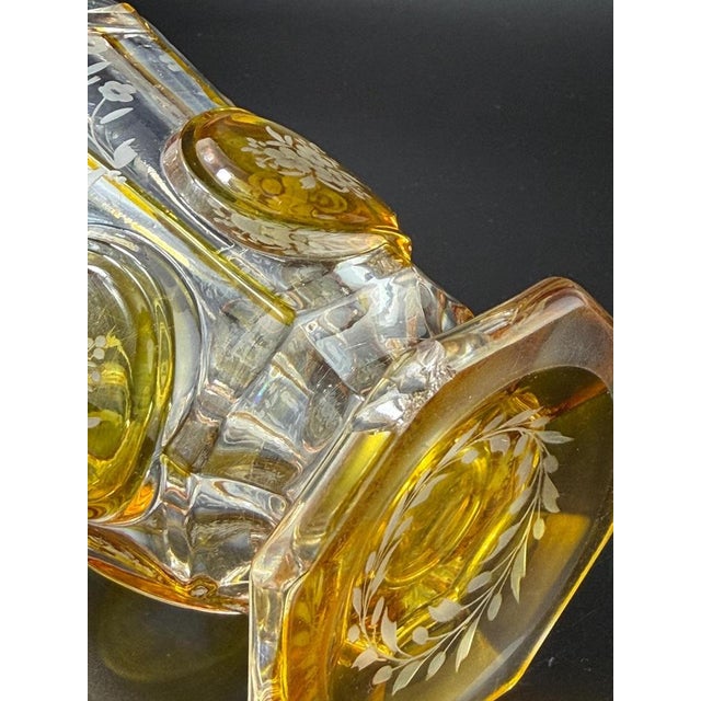 Antique Amber Cut Glass Vase with Floral Medallions, 1890s For Sale - Image 4 of 12