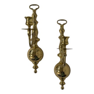 Vintage Brass Wall Sconces Colonial, Mid Century, Georgian - A Pair For Sale
