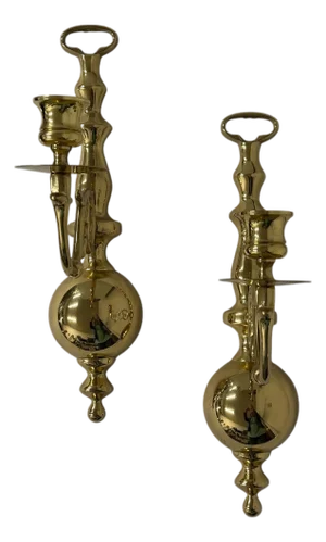Vintage Brass Wall Sconces Colonial, Mid Century, Georgian - A Pair
