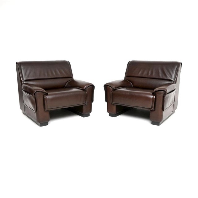 Vintage Leather Armchairs and Ottoman from de Sede, 1960s, Set of 3 For Sale - Image 4 of 11