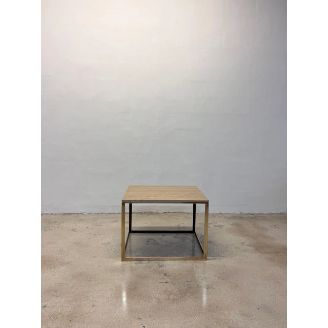 Mitchell Gold + Bob Williams Travertine and Brass / Bronze Side Table For Sale In Miami - Image 6 of 12