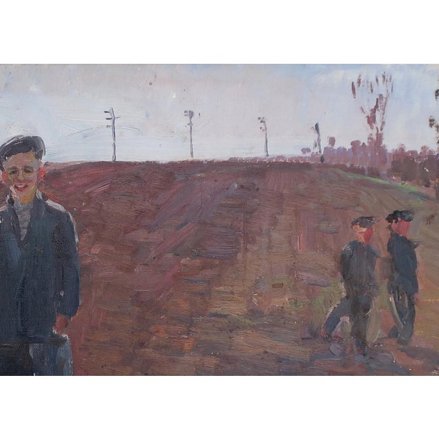 Campaign Soviet Family Oil Painting, Socialist Realism, Ukrainian Art, 1970 46-65 For Sale - Image 3 of 6
