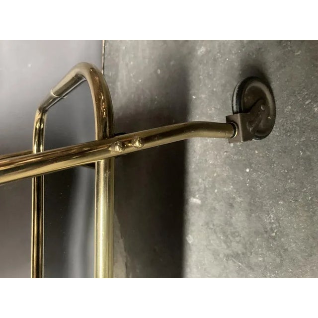 Mid-Century Modern Brass and Tainted Glass Serving Trolley, 1960s For Sale - Image 3 of 6