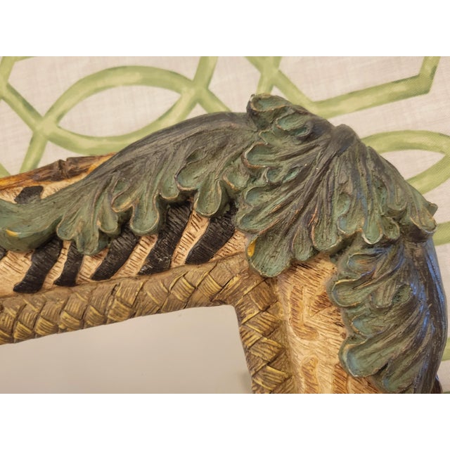 Gampel-Stoll Tropical Resin Zebra Leaf Leopard Faux Bamboo Regency Style Wall Mirror For Sale - Image 4 of 9