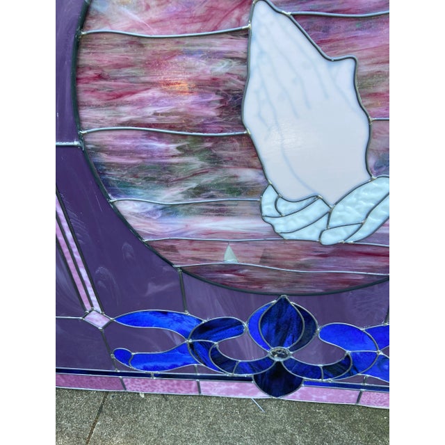 Art Nouveau Early 20th Century Church Architectural Ornament Stain Glass Altar Window For Sale - Image 3 of 4