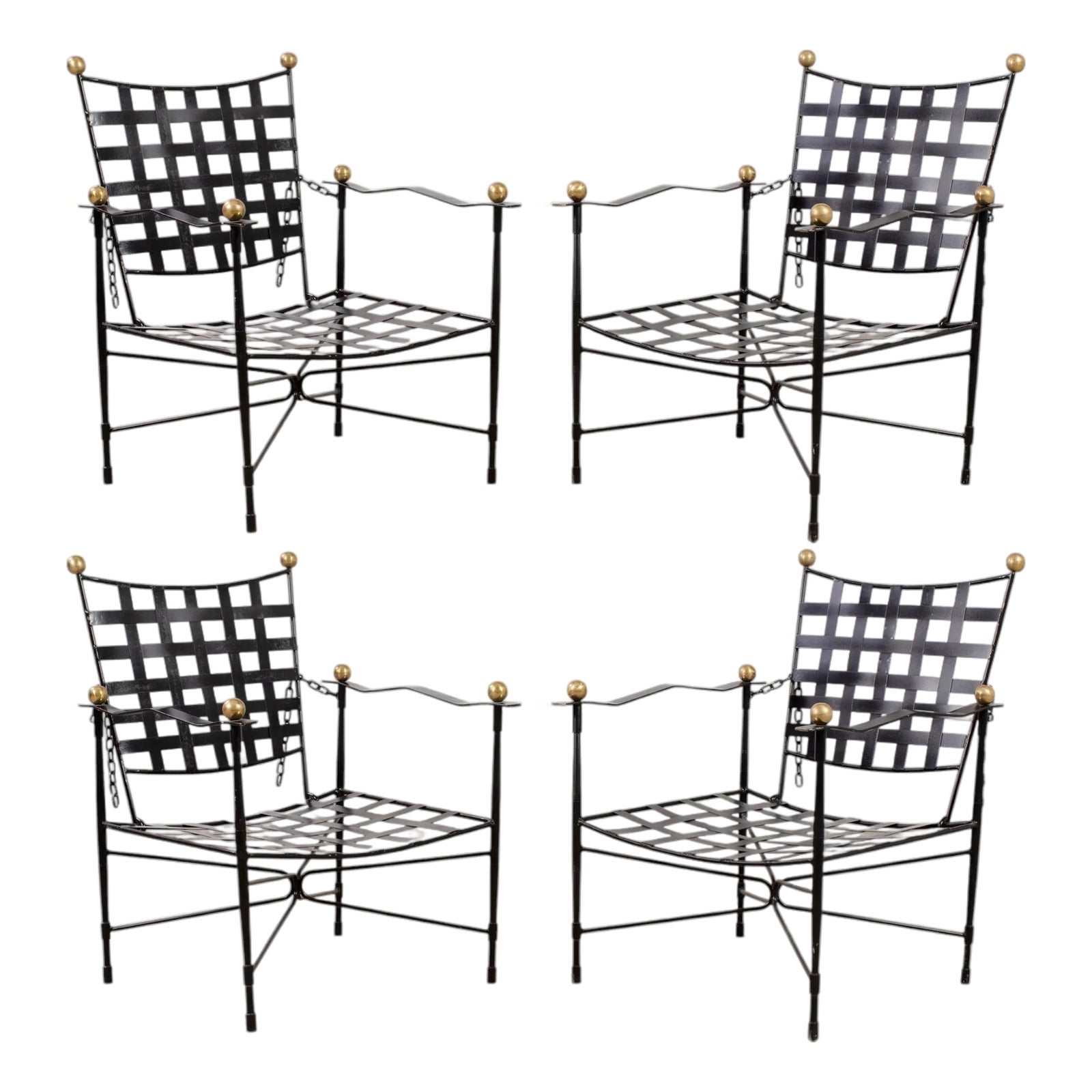 Set of Four Mario Papperzini Amalfi Adjustable Chain Lounge Chairs ...