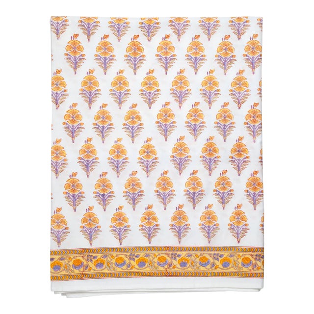 Juhi Flower Fitted Sheet, King - Yellow For Sale