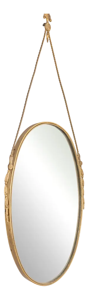 Vintage Wall Mirror in Decorated Brass, 1950s