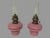 Pair of Antique Victorian Pink Opaline Art Glass Oil Lamp Fonts For Sale - Image 9 of 12