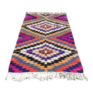 Modern Diamond Design Kilim Rug, 59" X 39" For Sale