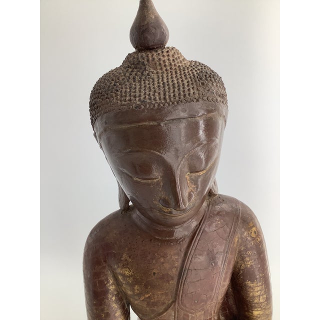 Antique 18th Century Buddha Carved Statue, Shan Burma, Large 24", With Coa For Sale - Image 9 of 10