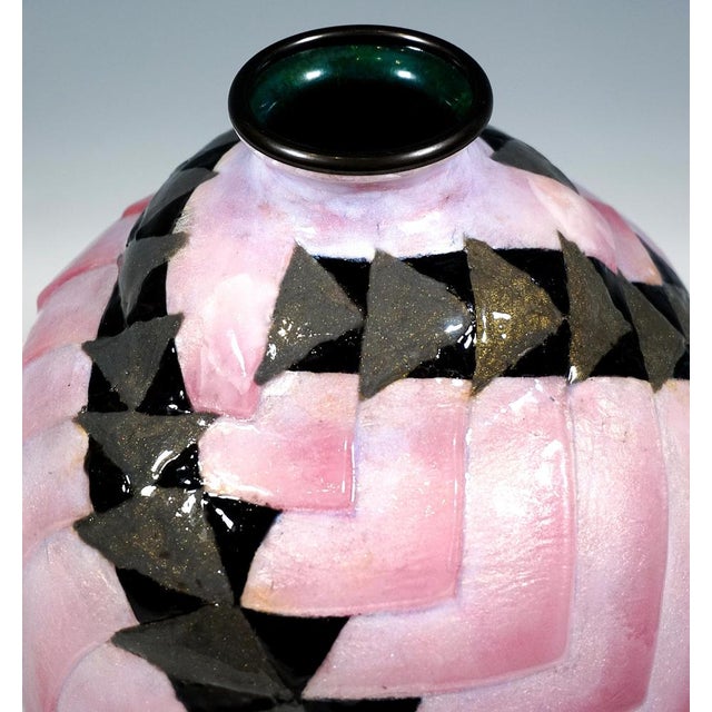 1930s Large Art Deco Enamel Vase by Camille Faure, France, 1930s For Sale - Image 5 of 8