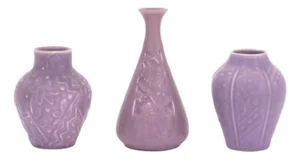 Collection of Three Rookwood Pottery Art Deco Purple Matte Glazed Ceramic Vases