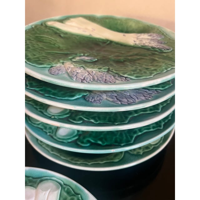 Late 19th Century Majolica Asparagus & Cabbage Plate by Criel Et Montereau, C. 1880's For Sale - Image 5 of 9